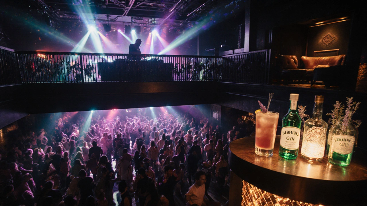 Inside XOYO with dancing crowd, DJ booth, bar cocktails, and a VIP Sky Box.