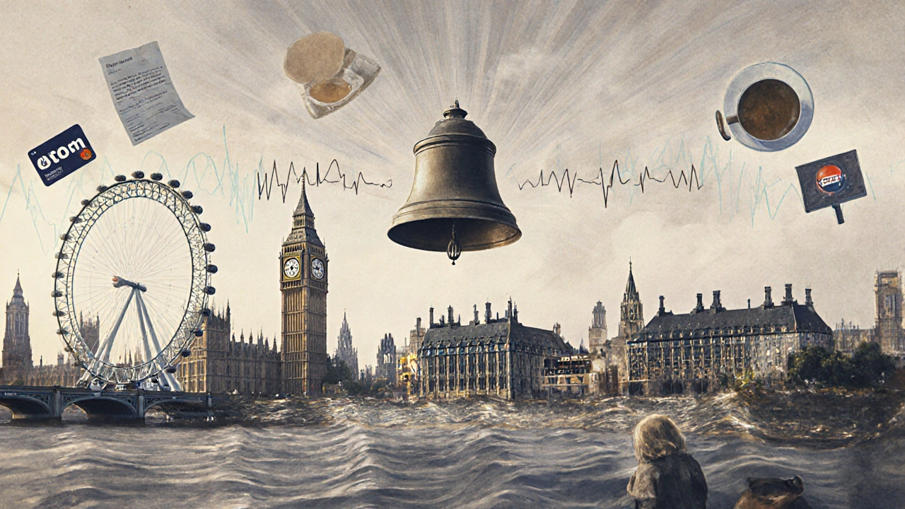 Big Ben’s chimes as sound waves spreading through London, connecting government to everyday life.