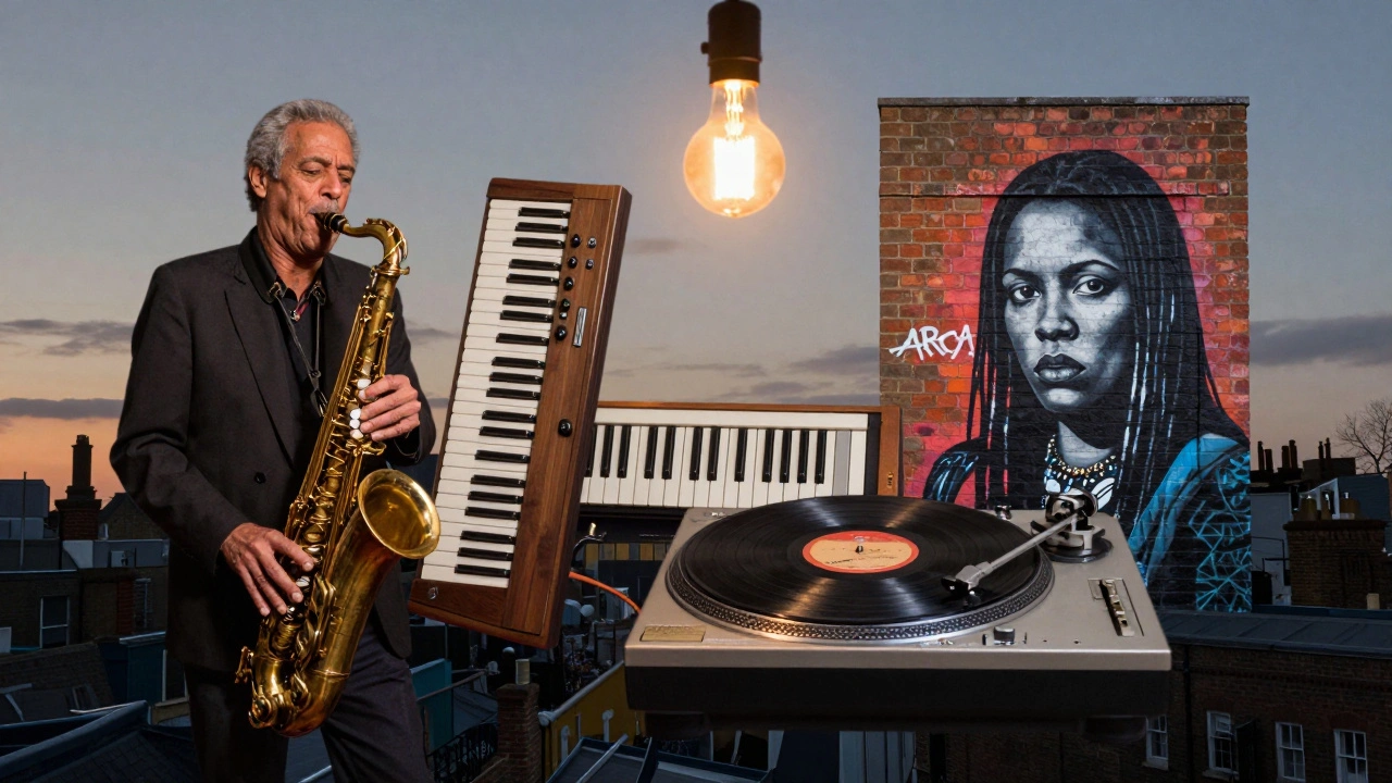 Collage of diverse musicians and street art representing London’s underground music scene at XOYO.